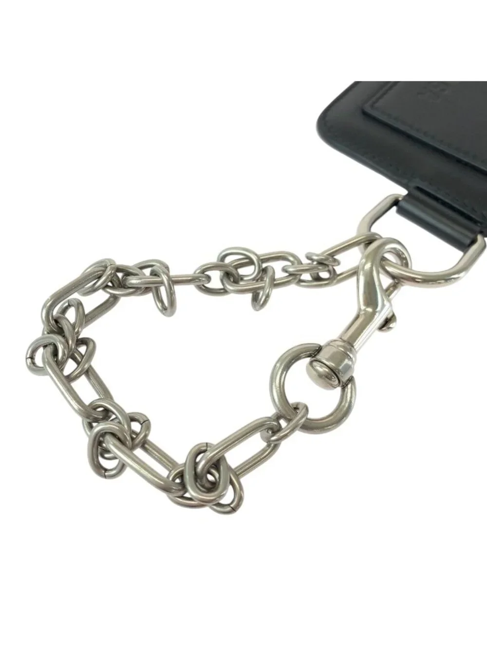 Balenciaga Logo Black Leather Chain Coin Case Fragment Card